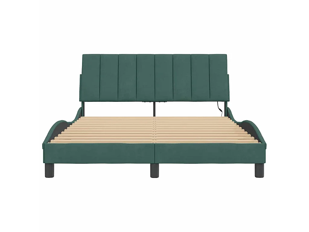 Bedframe met LED zonder matras "Hanko" donkergroen 140x200 cm
