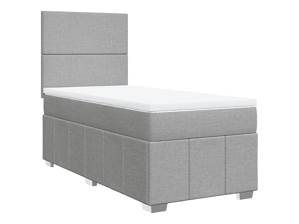 Sommier à lattes de lit et matelas Gris clair 90x190 cm Tissu