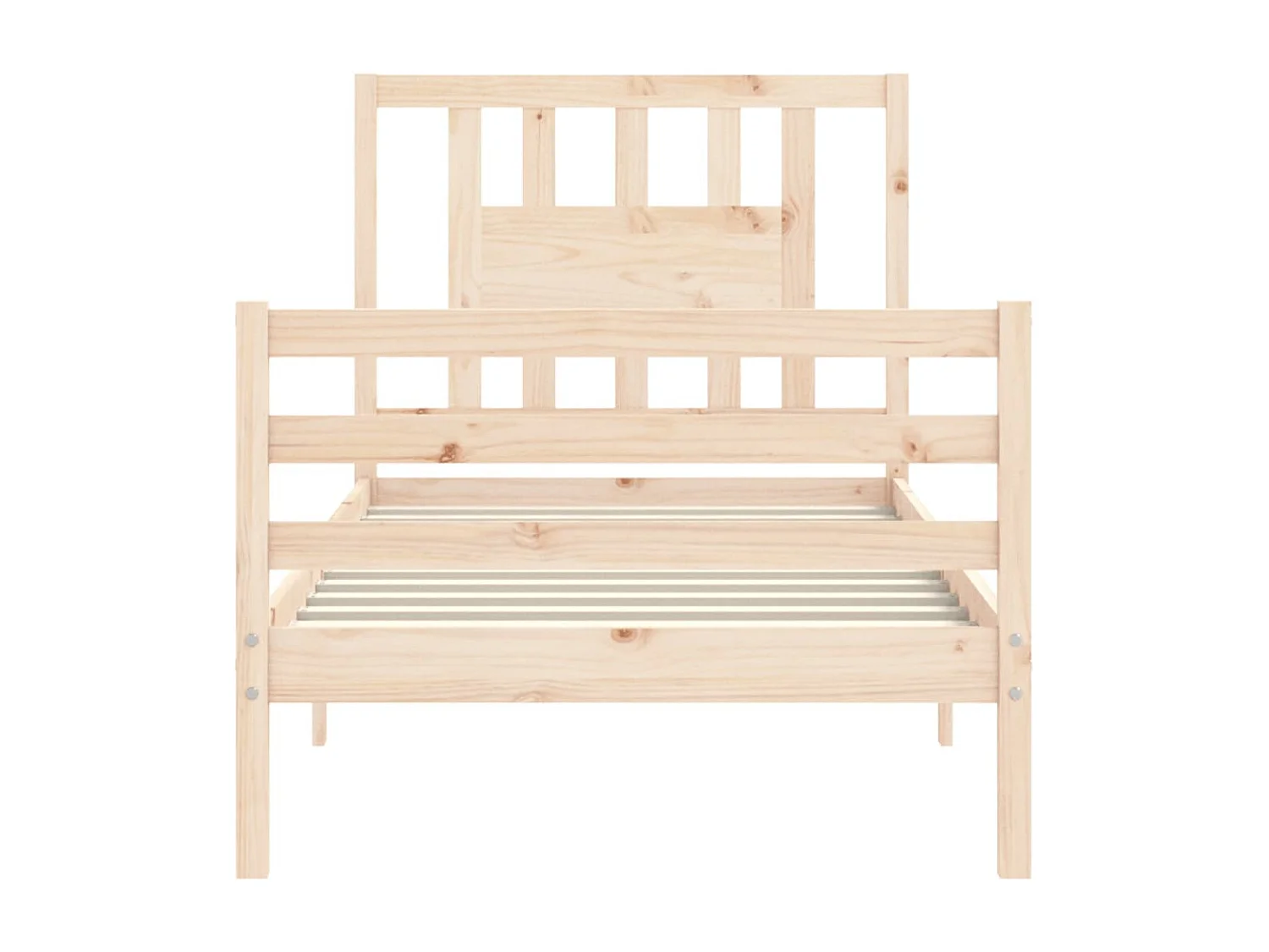 Bedframe met hoofdbord massief hout 90x200 cm