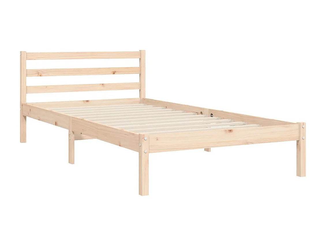 Bedframe met hoofdbord massief hout 90x200 cm