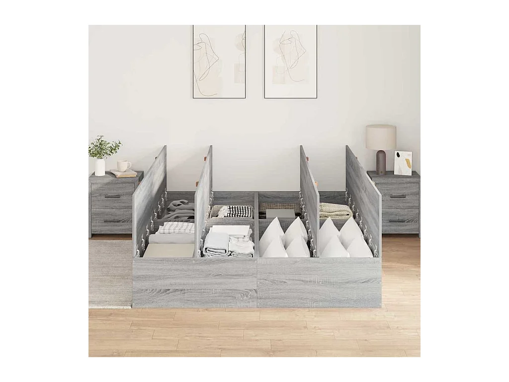 Cadre de lit Sonoma gris 140 x 190 cm Bois d'ingénierie