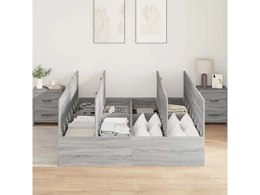 Cama con almacenamiento Gris Sonoma 140 x 190 cm