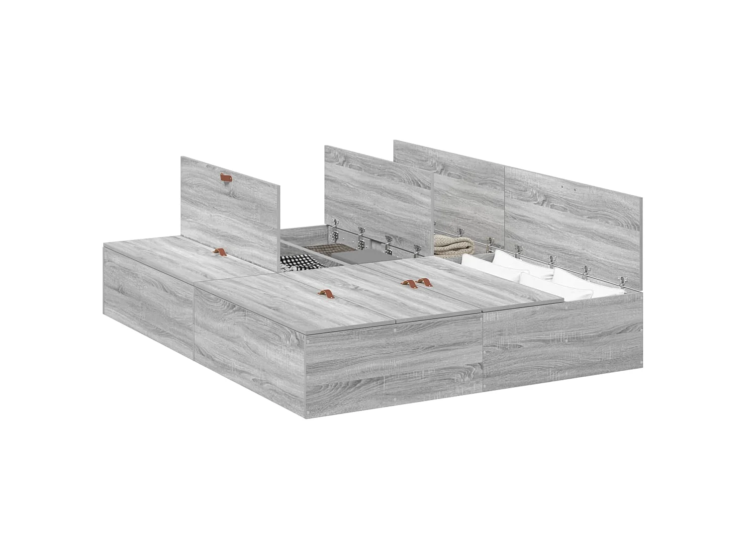 Opbergbedframe Grijs Sonoma 140 x 190 cm Bewerkt hout