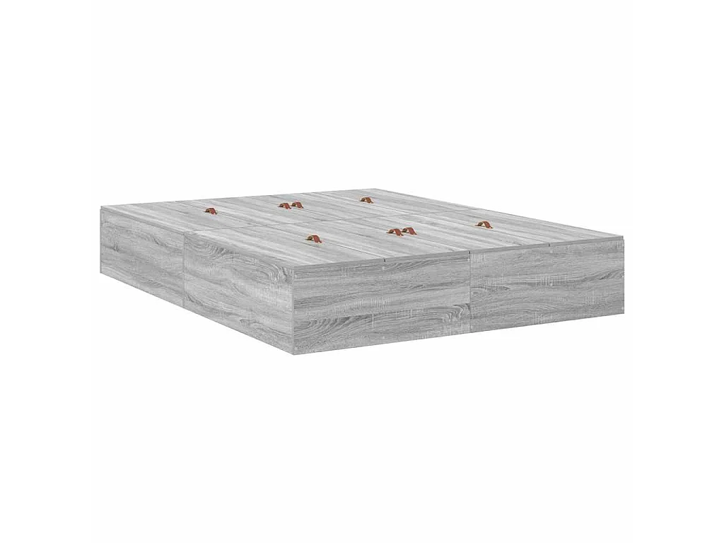 Opbergbedframe Grijs Sonoma 140 x 190 cm Bewerkt hout