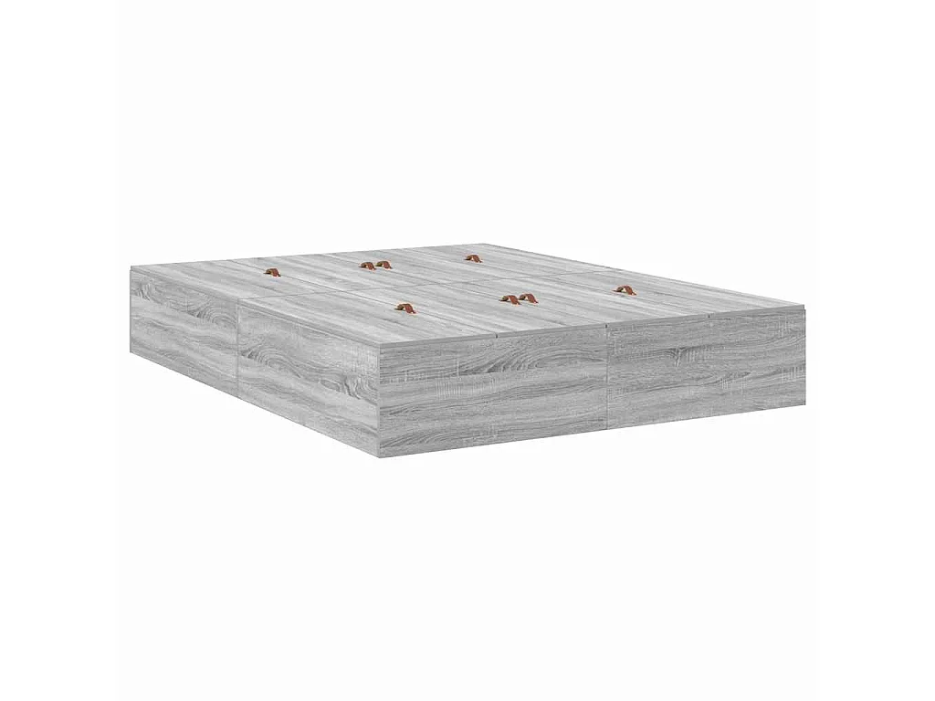 Opbergbedframe Grijs Sonoma 140 x 190 cm Bewerkt hout