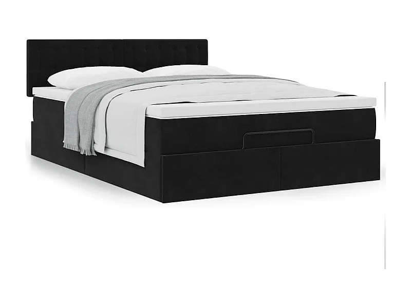 Ottoman bed met matras 140x190cm fluweel zwart