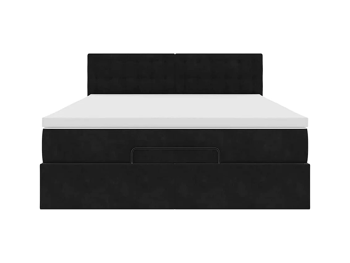 Ottoman-Bett mit Matratze Schwarz 140x190 cm Samt