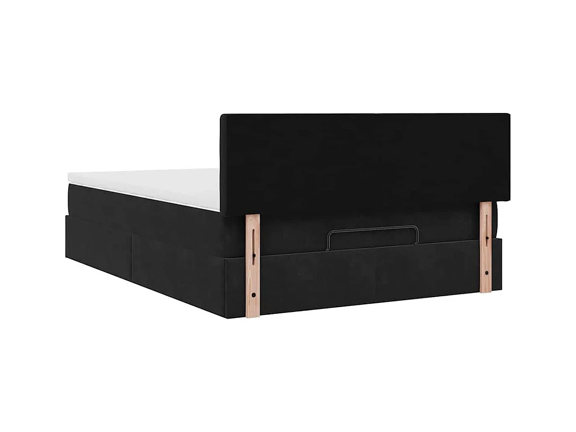 Ottoman-Bett mit Matratze Schwarz 140x190 cm Samt
