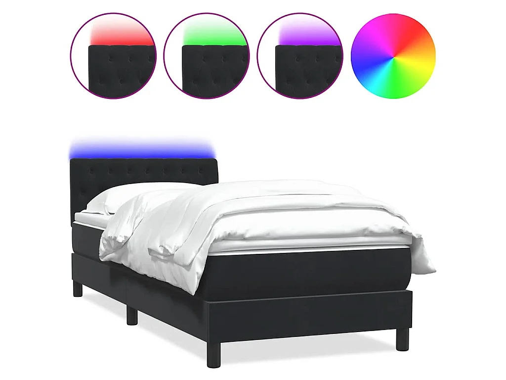 Boxspring met matras en LED fluweel zwart 90x210 cm