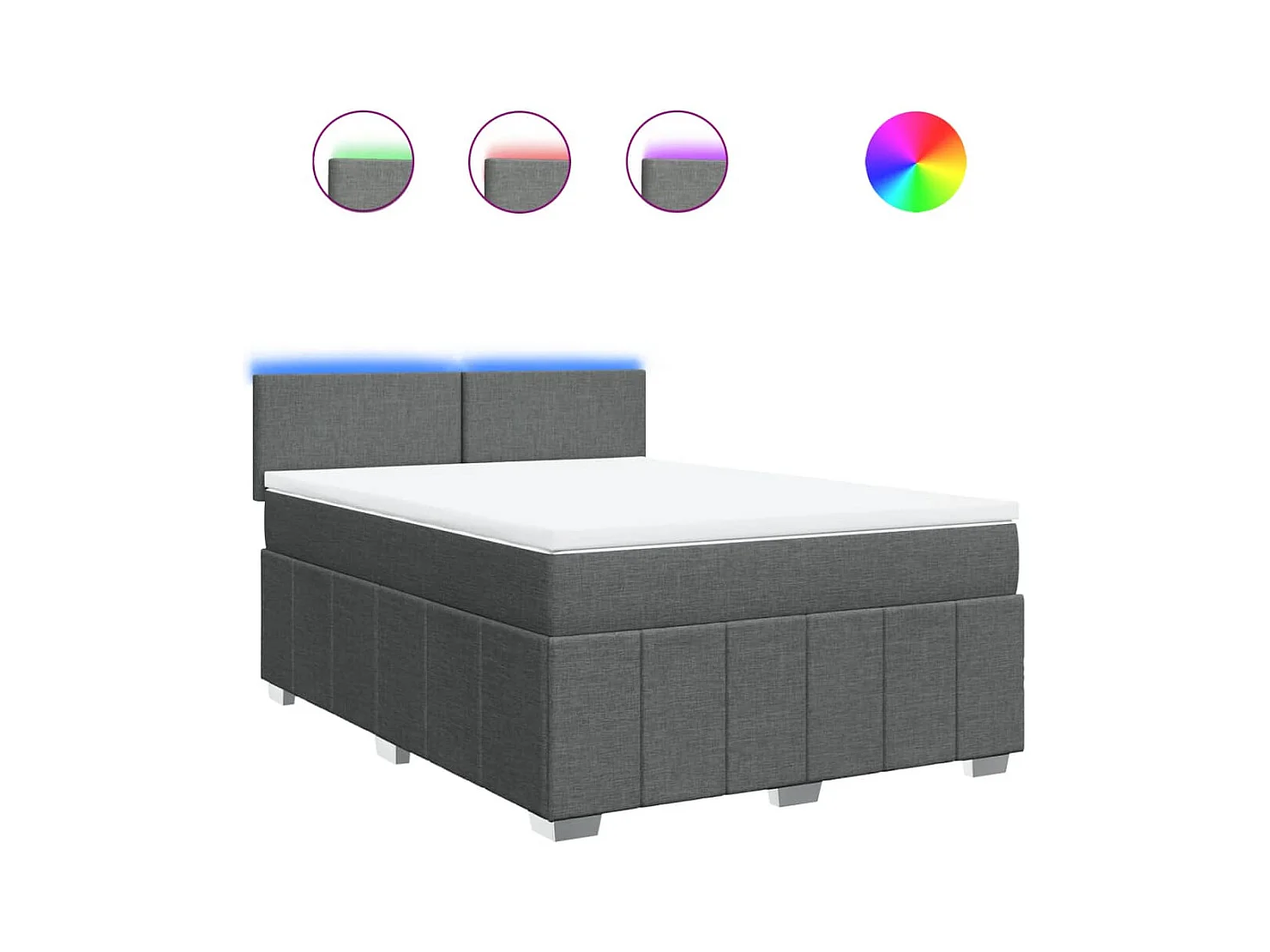 Sommier à lattes de lit avec matelas Gris foncé 140x200cm Tissu