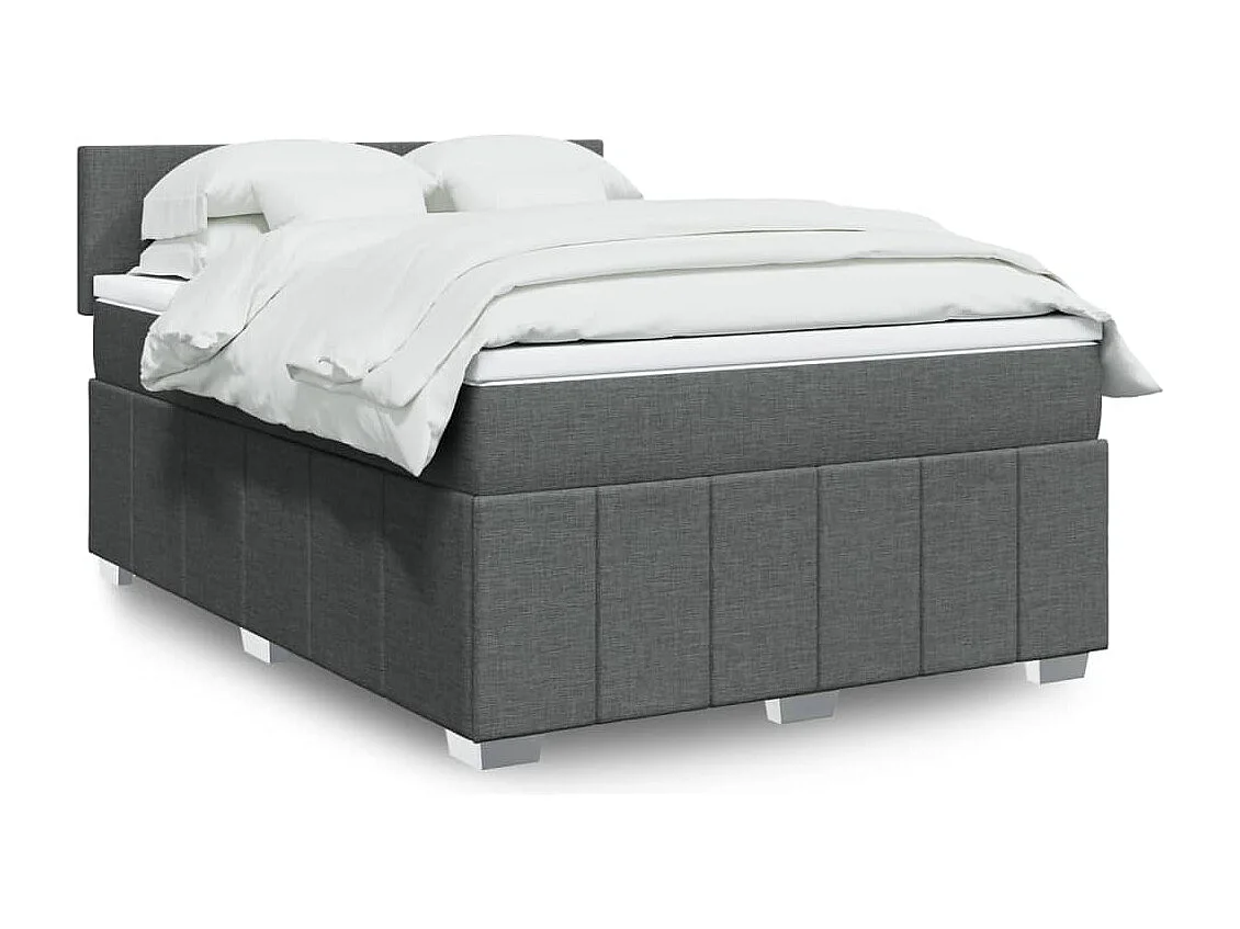 Boxspringbett mit Matratze Dunkelgrau 140x200 cm Stoff