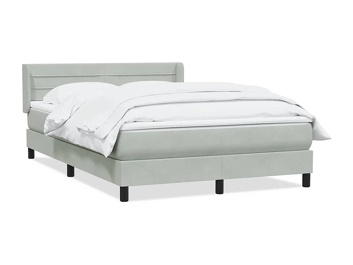 Giroletto a Molle con Materasso Grigio Chiaro 160x220cm Velluto