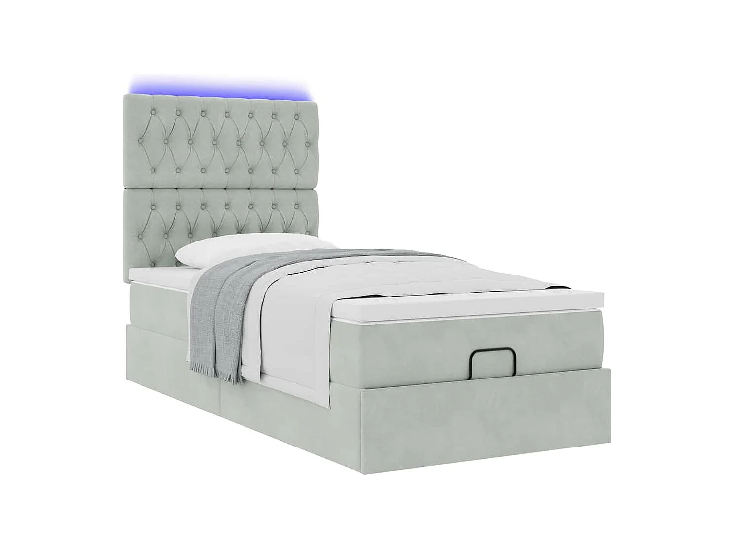 Struttura Letto Pouf con Materassi 90x190 cm in Velluto