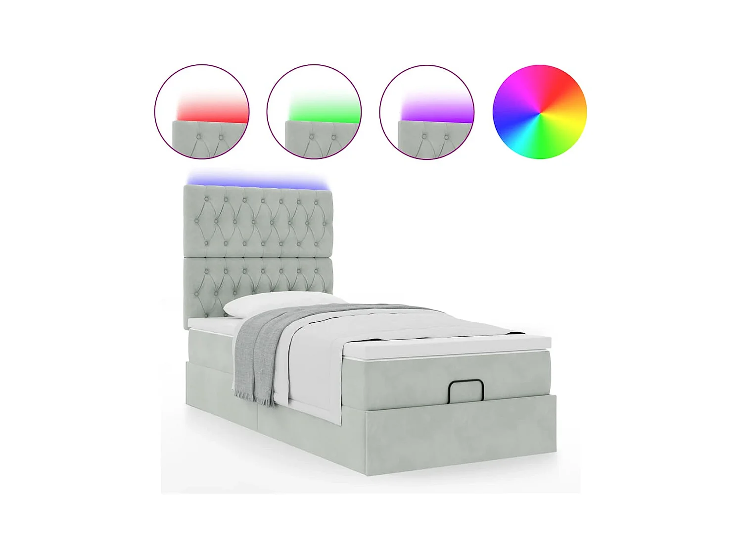 Struttura Letto Pouf con Materassi 90x190 cm in Velluto