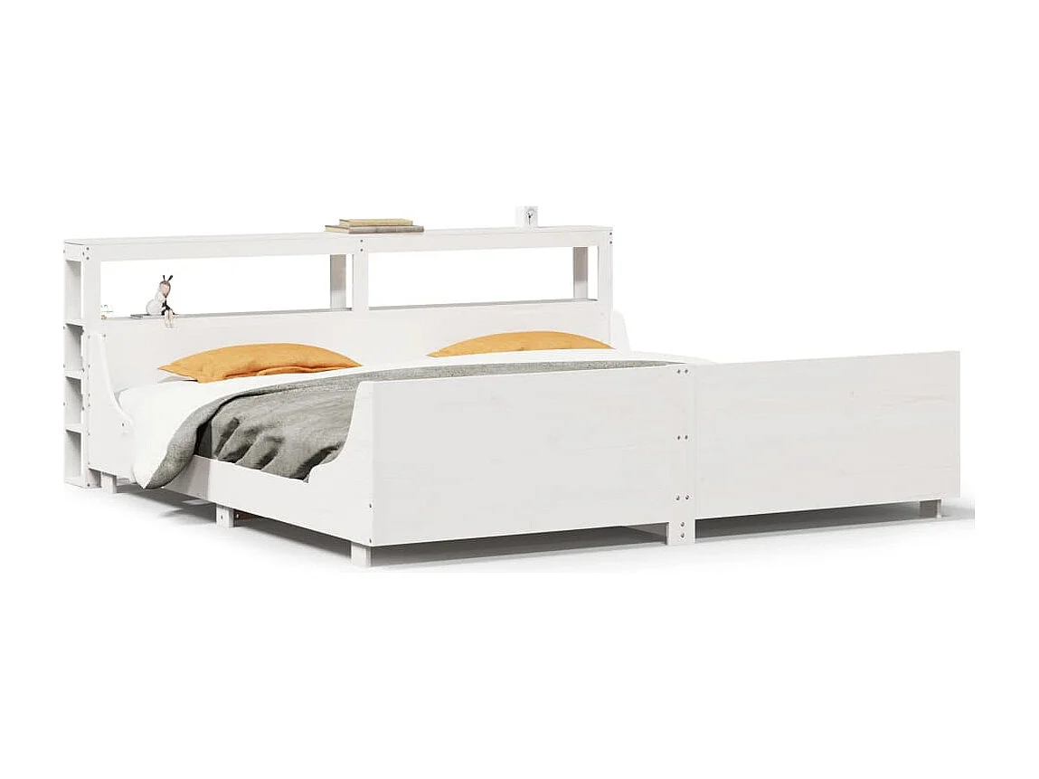 Cadre de lit sans matelas blanc 180x200 cm bois massif de pin
