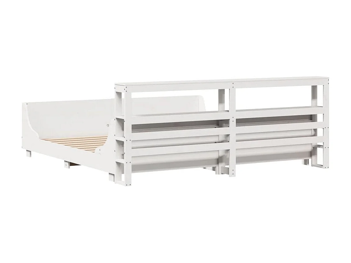 Cadre de lit sans matelas blanc 180x200 cm bois massif de pin