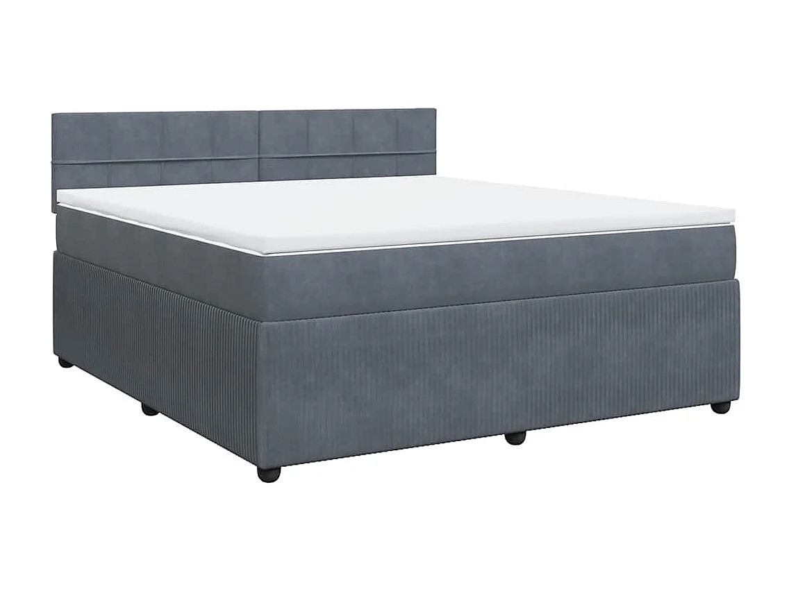 Cama com molas/colchão 180x200 cm veludo cinzento-escuro