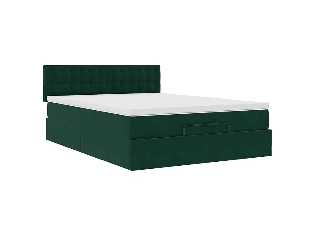 Ottoman bed met matras en LED's 140x200cm fluweel donkergroen