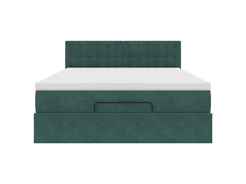 Ottoman bed met matras en LED's 140x200cm fluweel donkergroen