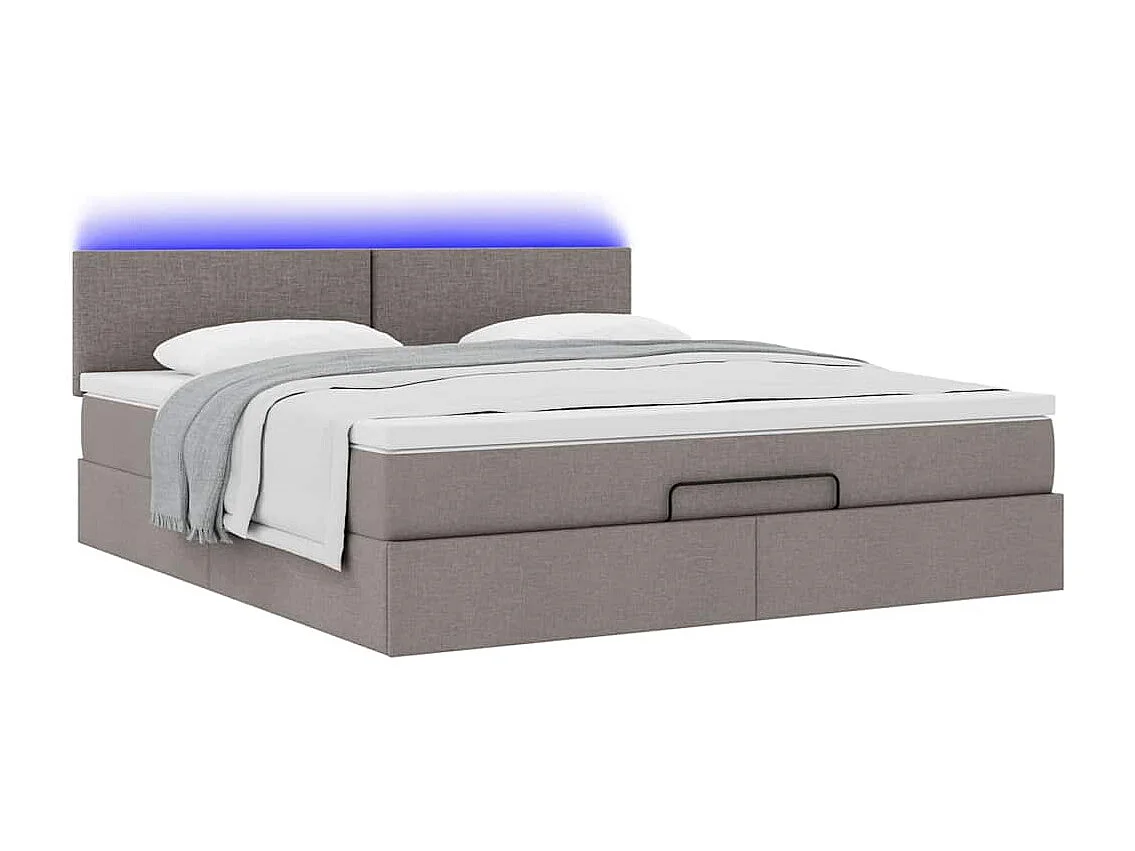 Cadre de lit ottoman avec matelas taupe 160x200 cm tissu