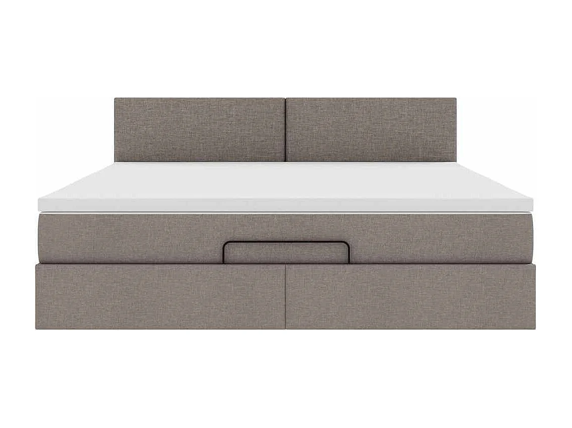 Cadre de lit ottoman avec matelas taupe 160x200 cm tissu
