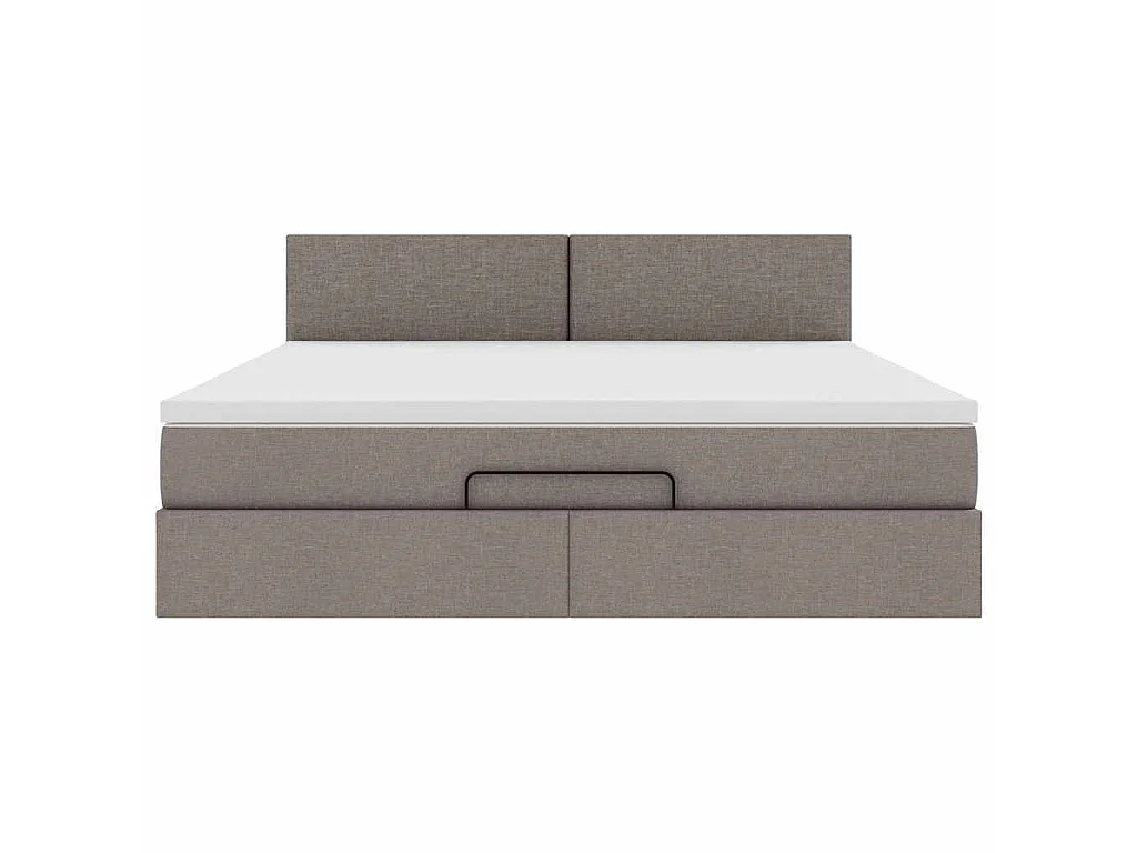 Ottoman-Bett mit Matratze & LEDs Taupe 160x200 cm Stoff