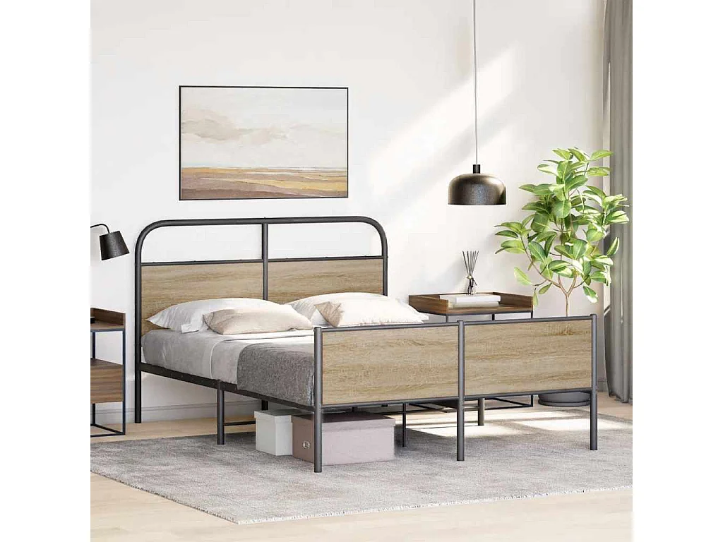 Cadre de lit sans matelas 140x200 cm chêne sonoma