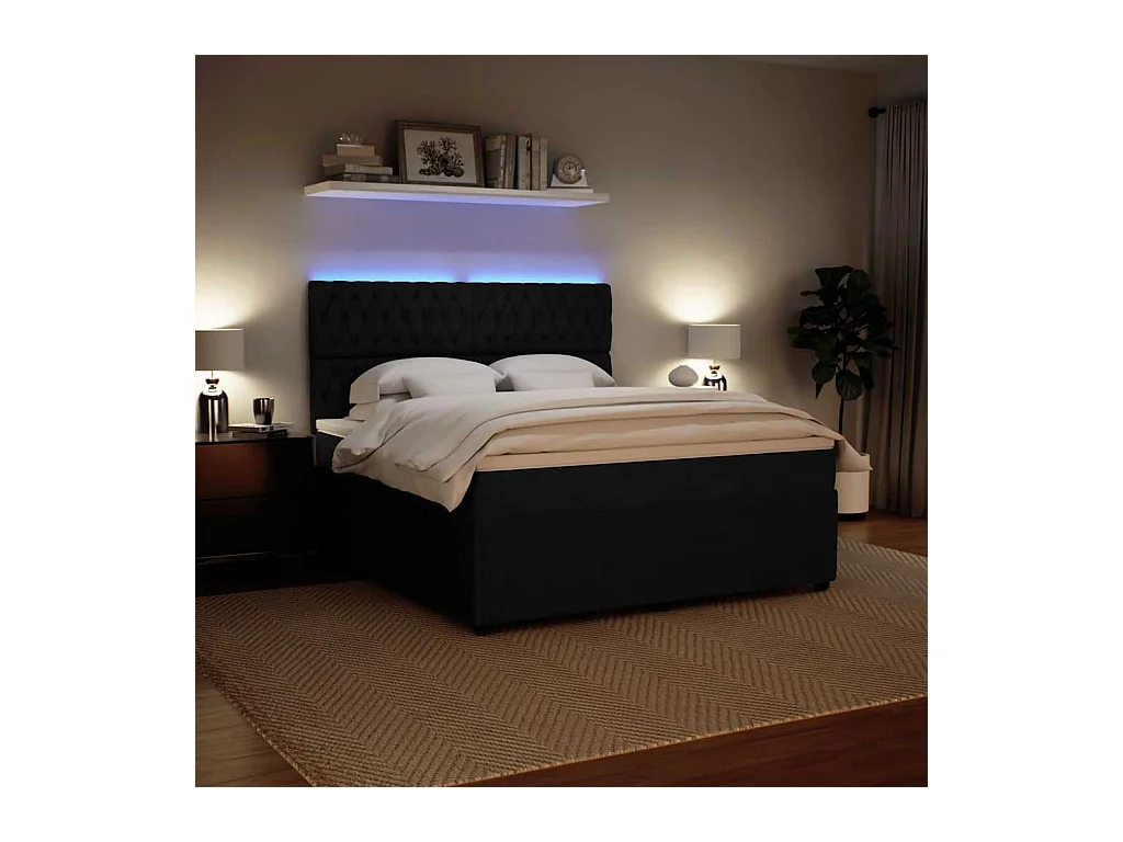 Boxspring met matras fluweel zwart 180x200 cm