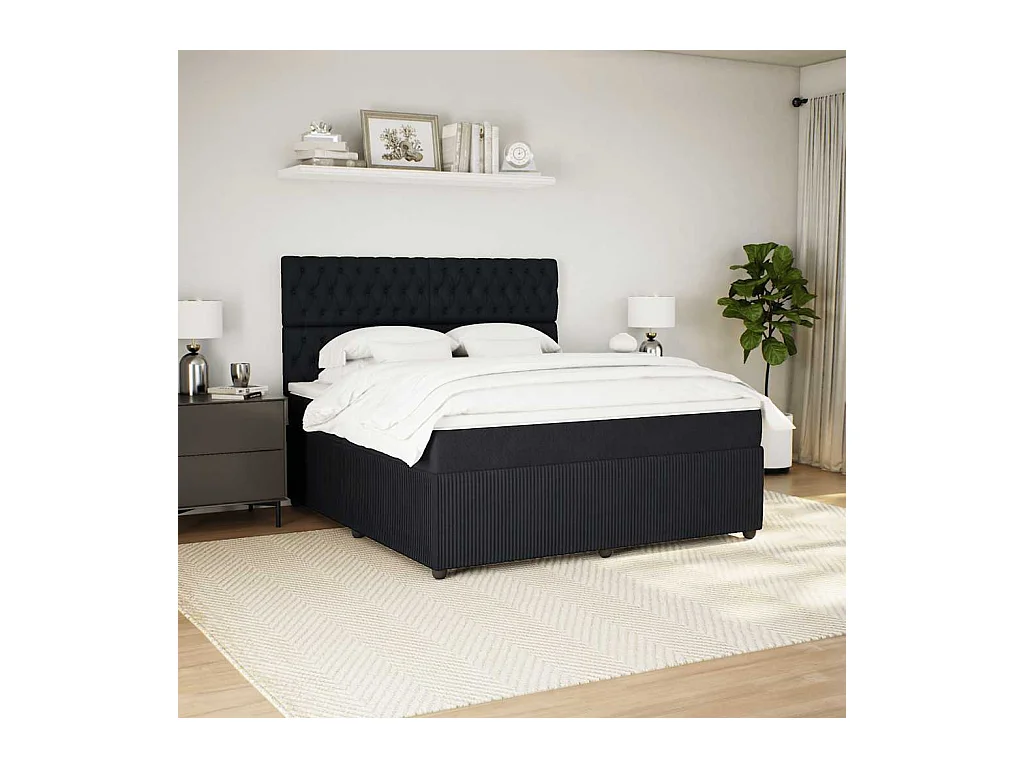 Boxspring met matras fluweel zwart 180x200 cm