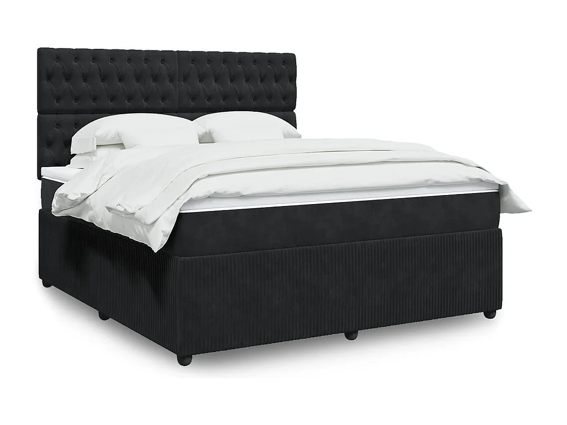 Boxspringbett mit Matratze Schwarz 180x200 cm Samt