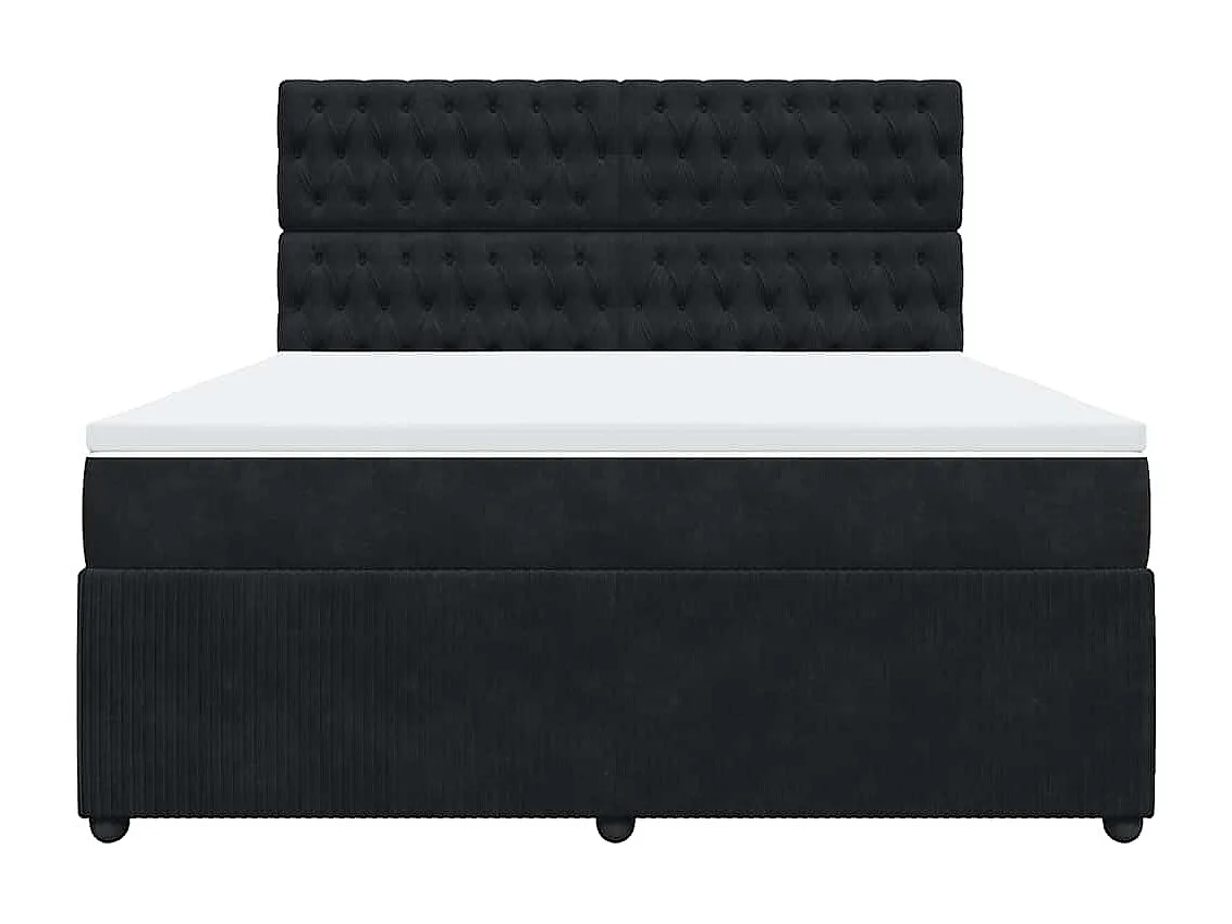 Boxspringbett mit Matratze Schwarz 180x200 cm Samt