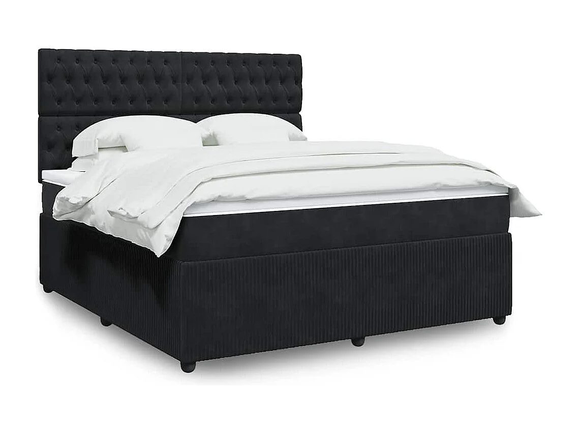 Boxspring met matras fluweel zwart 180x200 cm