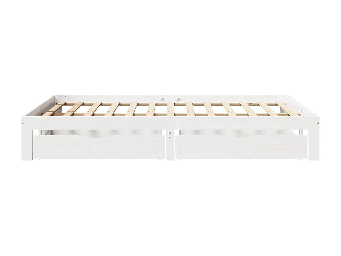 Cadre de lit avec tiroirs sans matelas blanc 160x200 cm