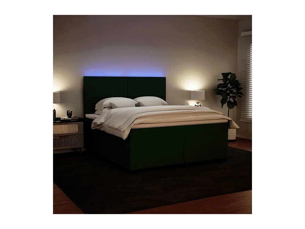 Boxspring met matras fluweel donkergroen 180x200 cm