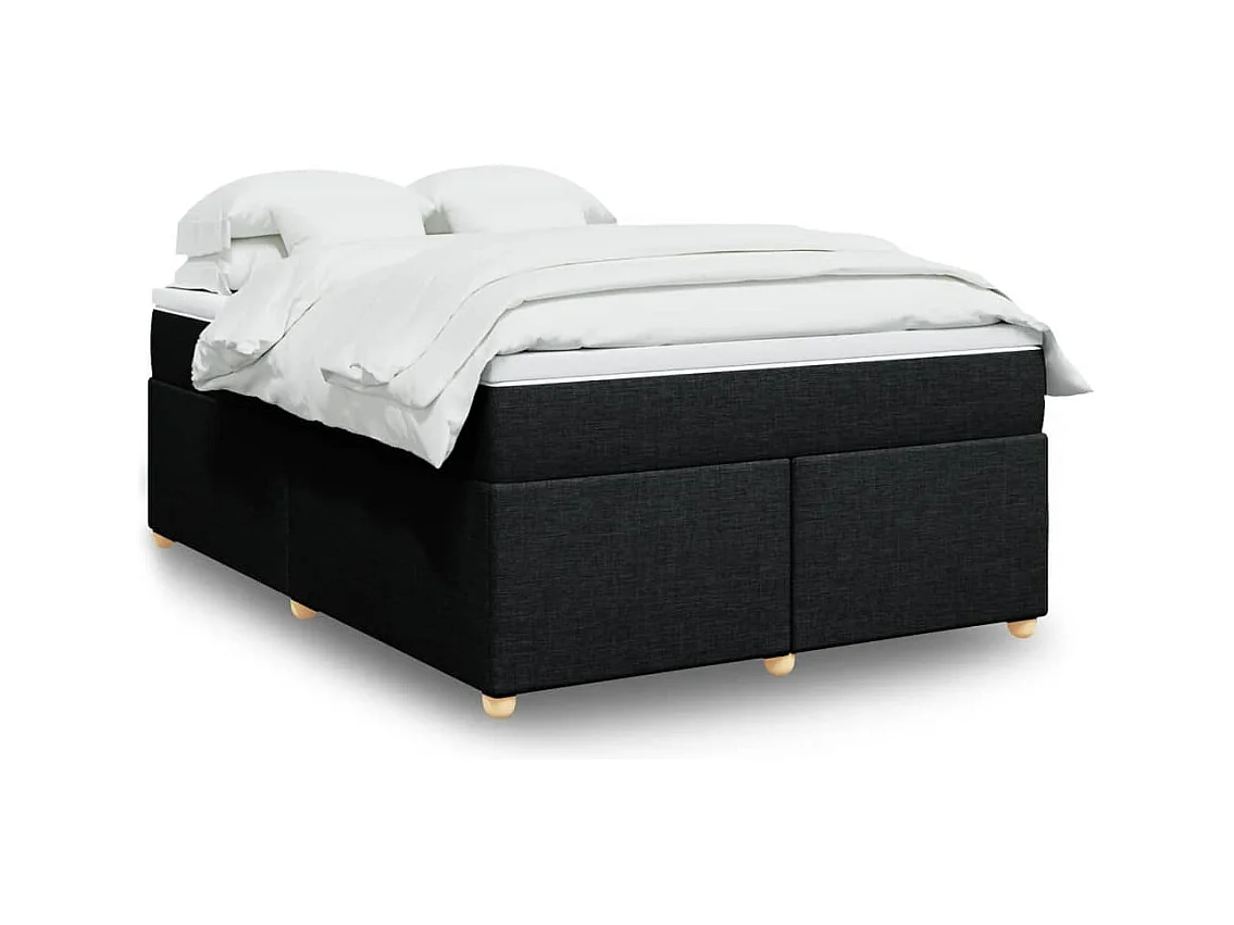 Sommier à lattes de lit avec matelas Noir 140x200 cm Tissu