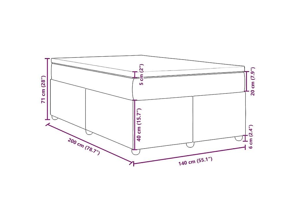 Boxspring met matras stof zwart 140x200 cm