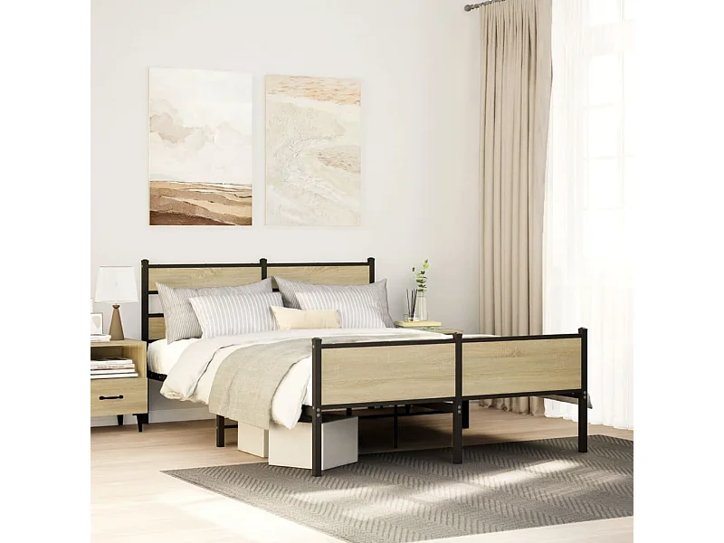 Metallbett ohne Matratze Sonoma-Eiche 160x200 cm