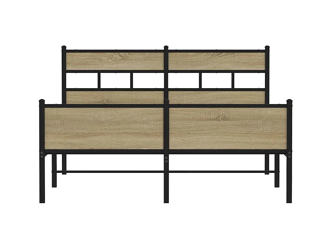 Cadre de lit en métal sans matelas chêne sonoma 160x200 cm