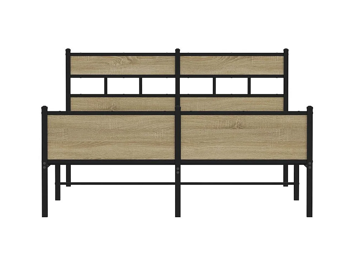 Cadre de lit en métal sans matelas chêne sonoma 160x200 cm