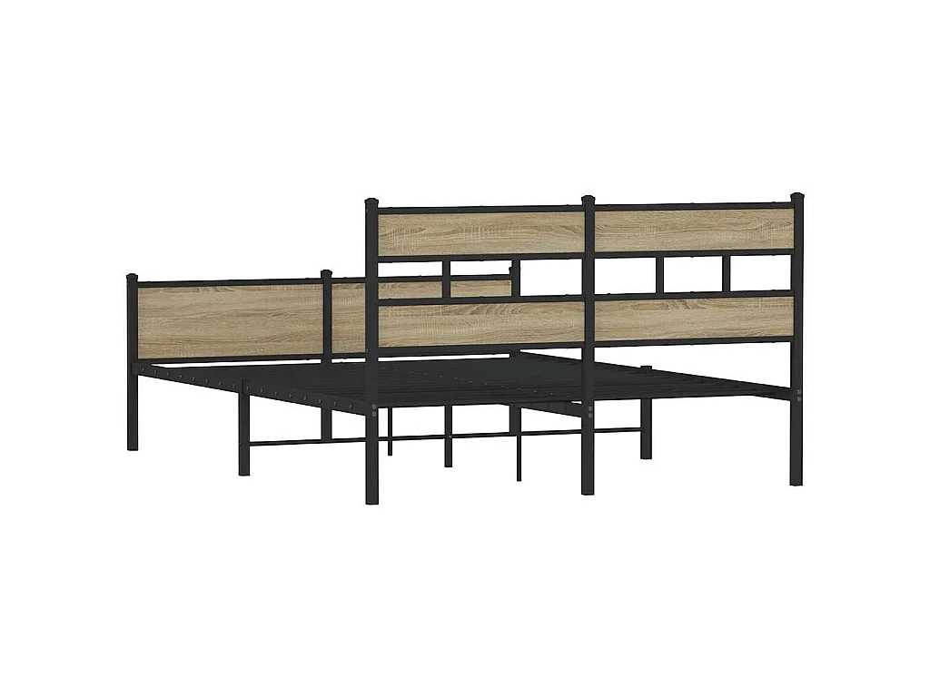 Cadre de lit en métal sans matelas chêne sonoma 160x200 cm