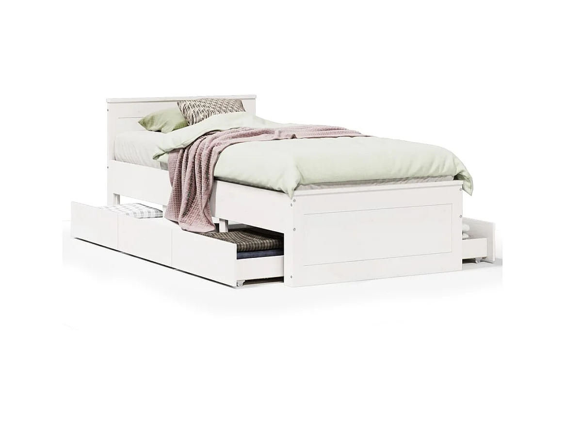 Cadre de lit sans matelas avec tête de lit 90x200cm bois de pin