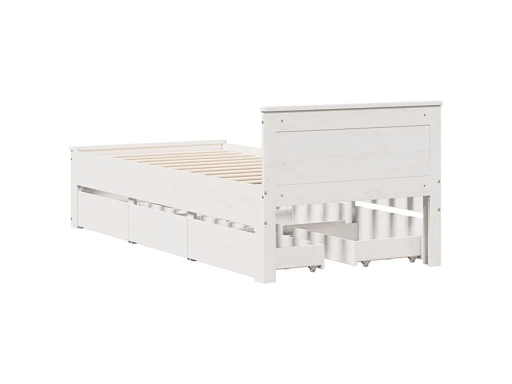 Bedframe zonder matras met hoofdbord grenenhout wit 90x200 cm