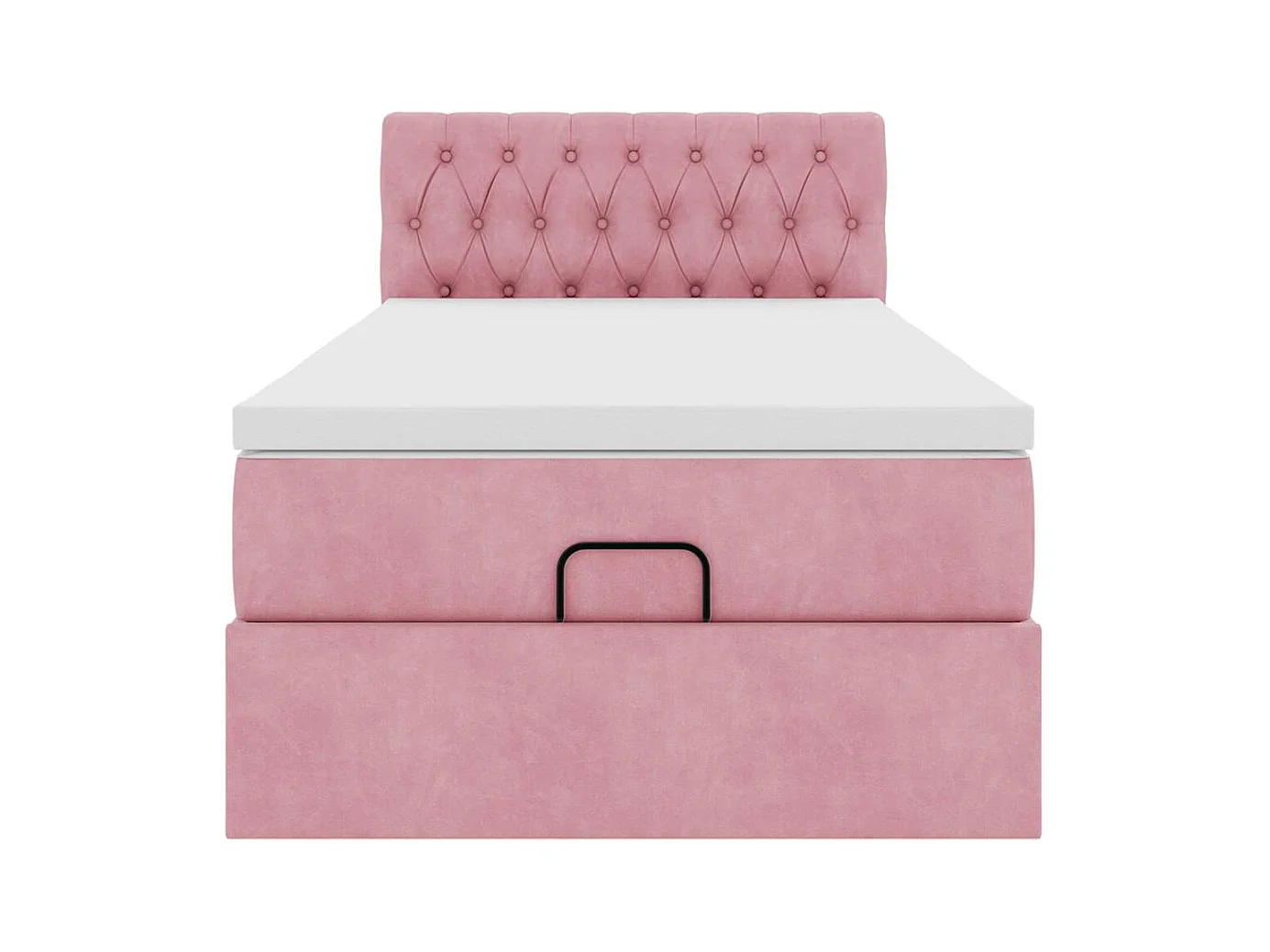 Cadre de lit ottoman avec matelas rose 90x200 cm velours