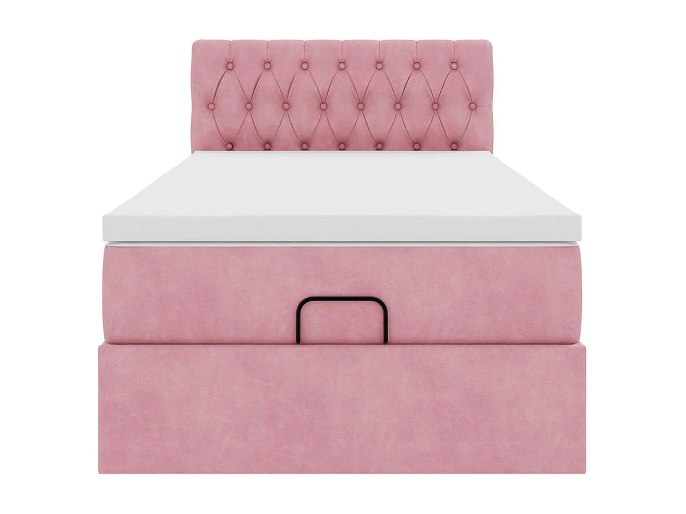 Cadre de lit ottoman avec matelas rose 90x200 cm velours