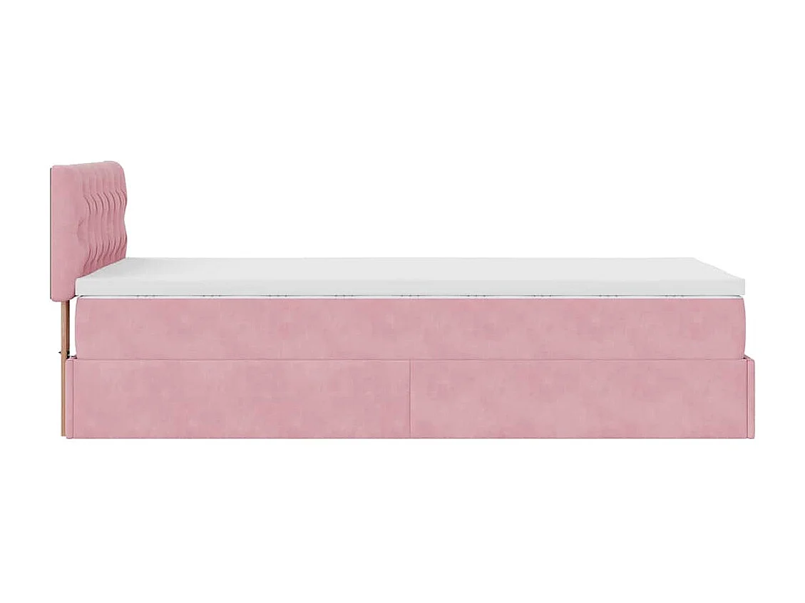 Cadre de lit ottoman avec matelas rose 90x200 cm velours