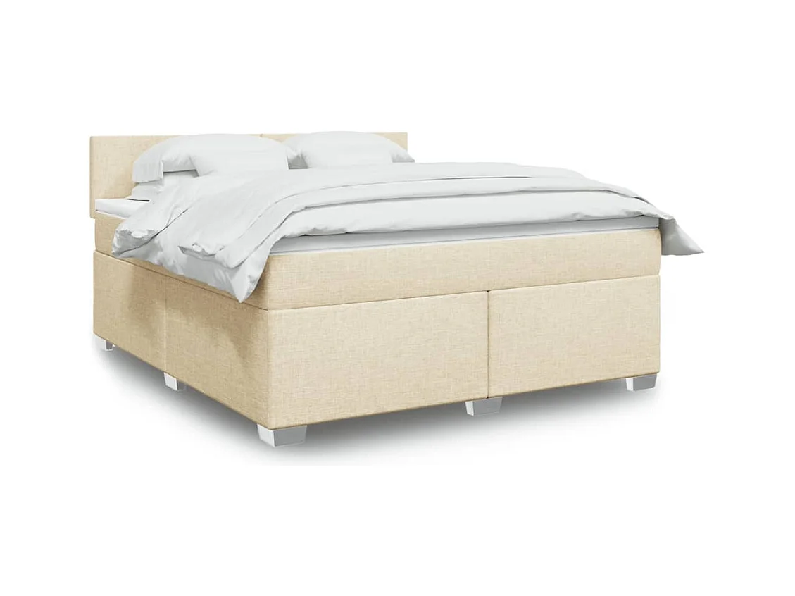 Sommier à lattes de lit avec matelas Crème 180x200 cm Tissu