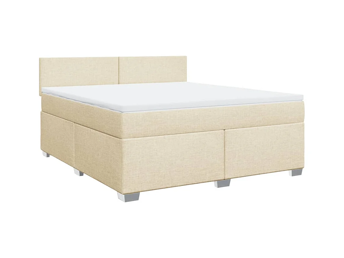 Sommier à lattes de lit avec matelas Crème 180x200 cm Tissu
