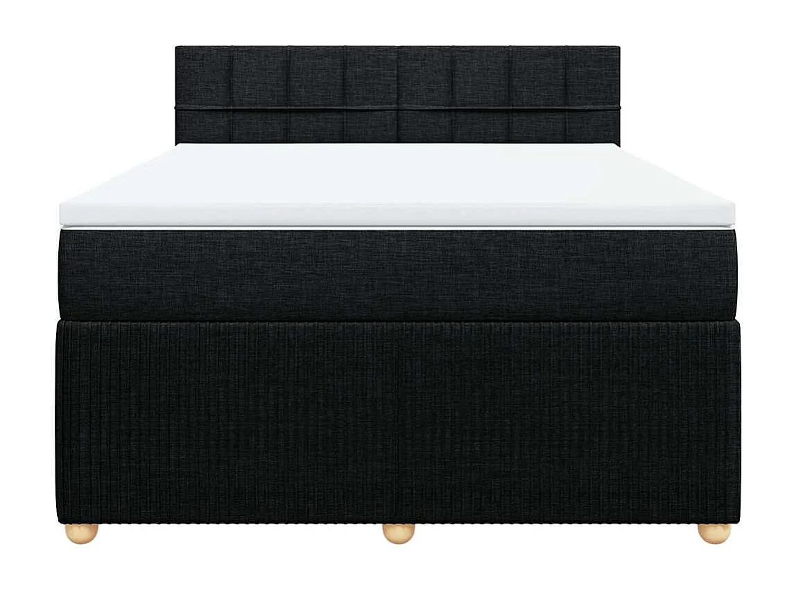 Sommier à lattes de lit avec matelas Noir 160x200 cm Tissu