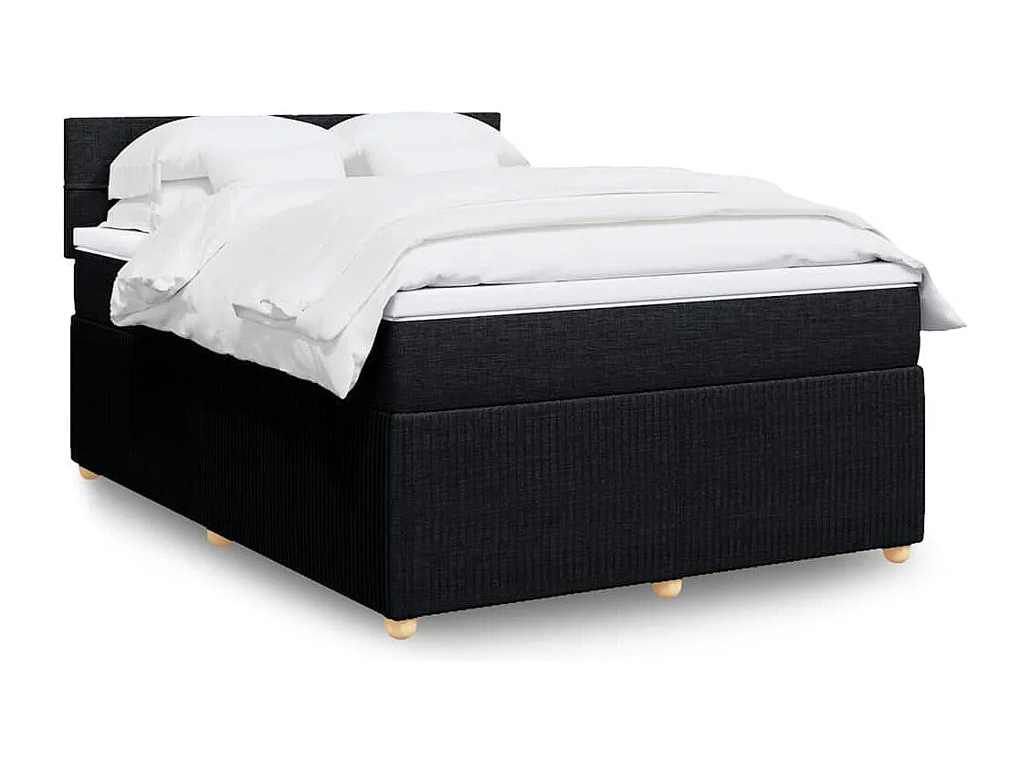 Sommier à lattes de lit avec matelas Noir 160x200 cm Tissu