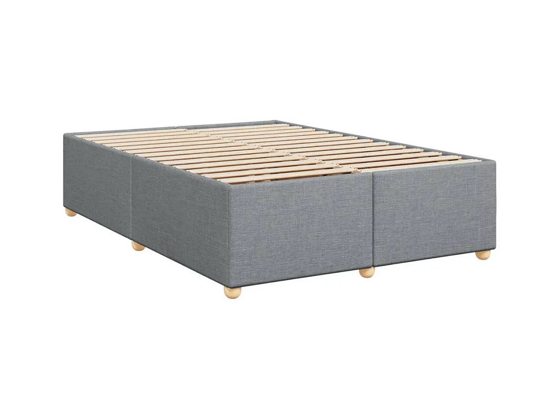 Cama box spring con colchón tela gris claro 160x200 cm
